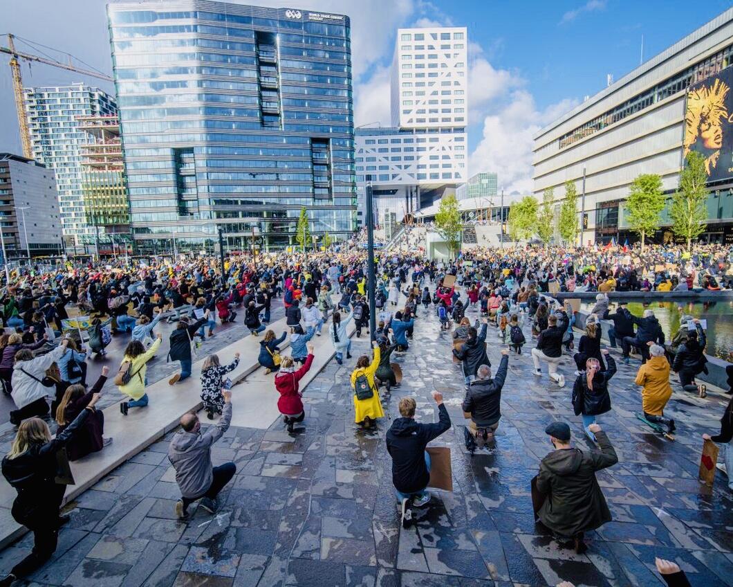 Demonstranten bij de Black Lives Matter demonstratie in Utrecht.